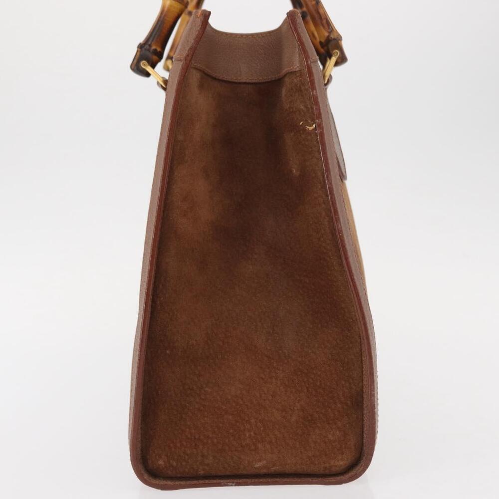 GUCCI Bamboo Hand Bag Suede Brown Gold 002 1186 2060 Auth 155190 - Picture 3 of 16